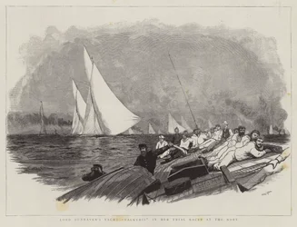 Lord Dunravens Yacht Valkyrie in ihren Proberennen am Nore